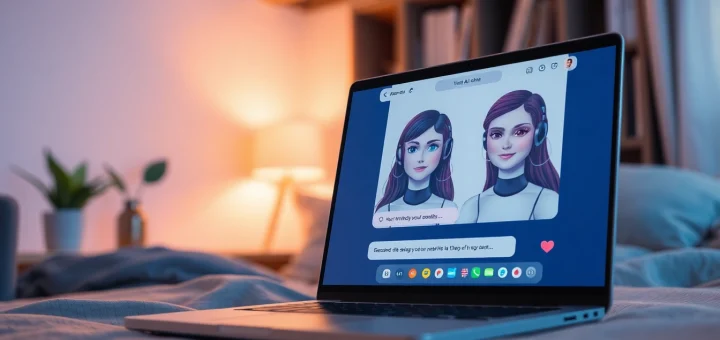 Chatting with an AI in a warm, intimate setting, exploring free ai sex chat interactions.